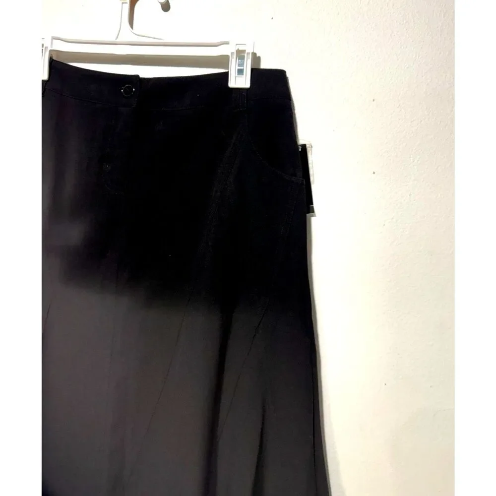 Larry Levine flare skirt black casual career preppy business casual women 8 New